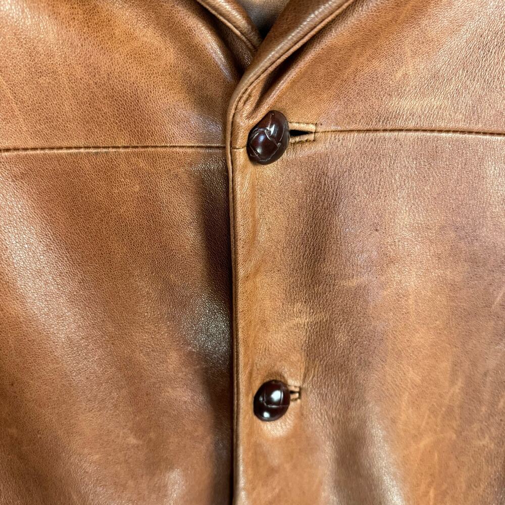 Andrew Marc Leather Car Coat S Brown Button Front Classic Heritage Luxury Jacket - Picture 14 of 15